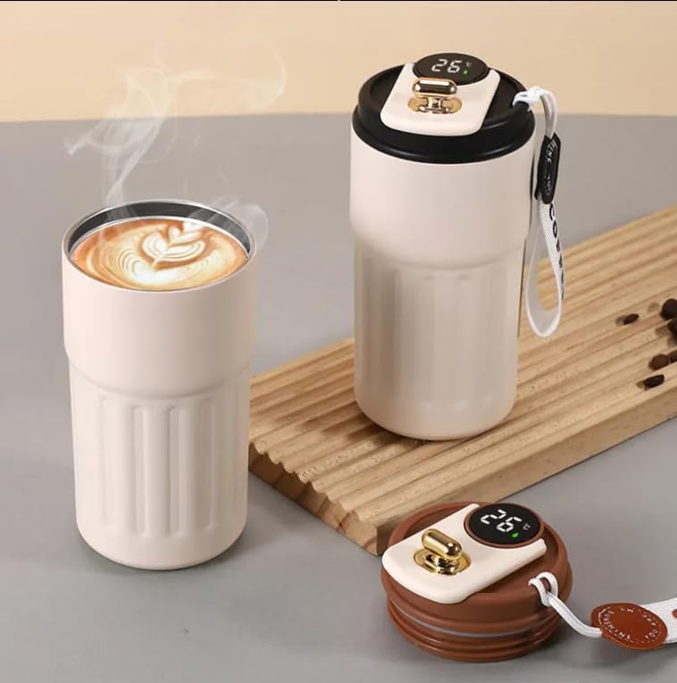 DHAVAL Coffee Mug with Digital Display 316 Stainless Steel Insulated Travel Thermos with Lid for Coffee 460ml LeakProof Vacuum Thermal Mug with Smart Temperature Screen White Black - Image 5