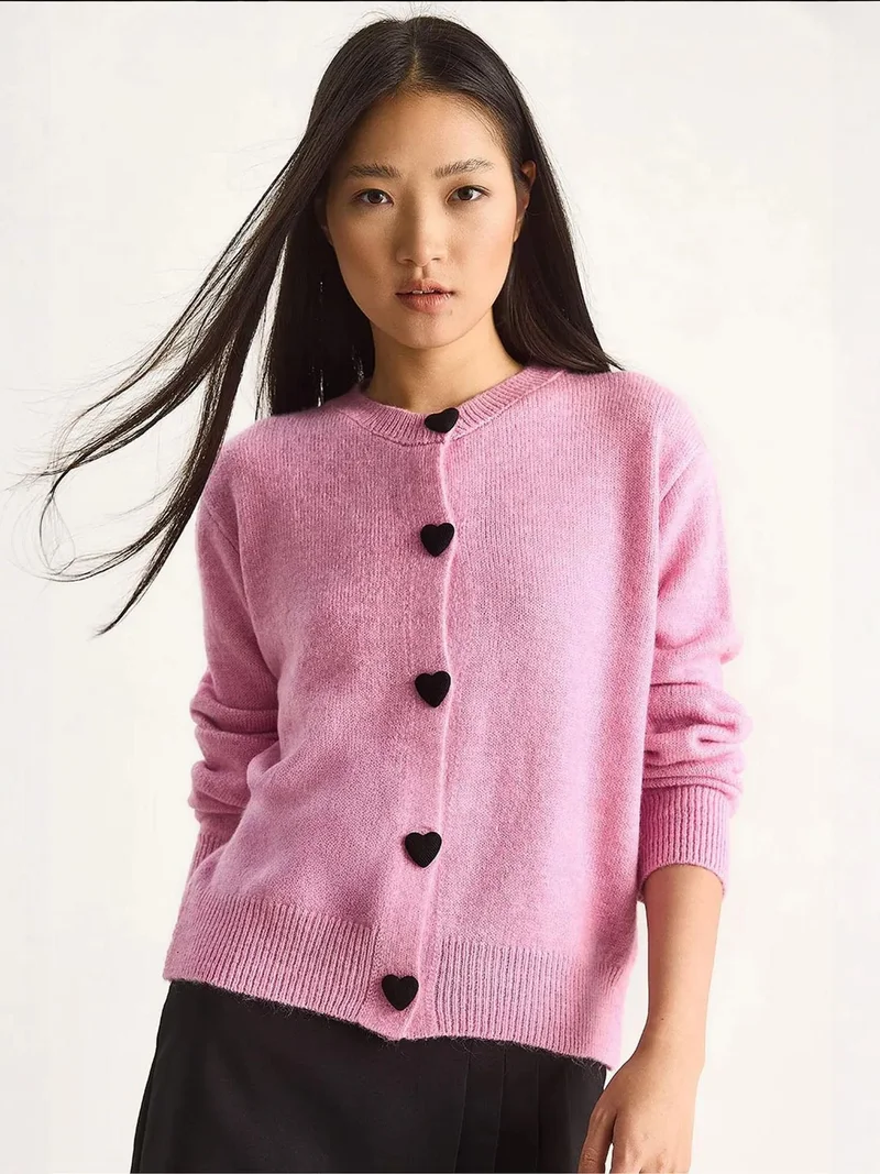 Bianco Lucci LUCCI Heart Buttoned Cardigan