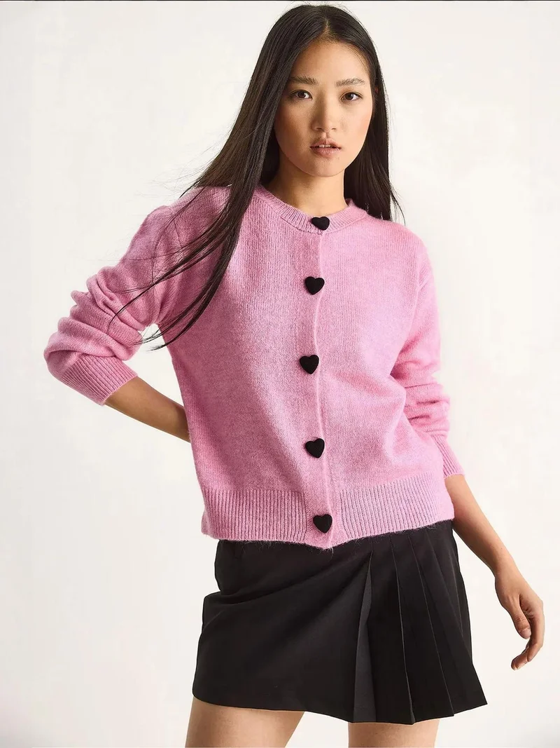 Bianco Lucci LUCCI Heart Buttoned Cardigan