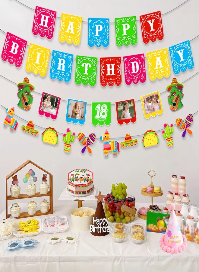 BADAO Mexican Theme Happy Birthday Banner,Cinco De Mayo Party Decorations,1 Pack Fiesta Birthday Banners with 25 Paper,Mexican Birthday Baby Shower Party Supplies for Home Wall Office Hanging Banner - Image 4