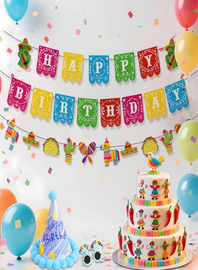 BADAO Mexican Theme Happy Birthday Banner,Cinco De Mayo Party Decorations,1 Pack Fiesta Birthday Banners with 25 Paper,Mexican Birthday Baby Shower Party Supplies for Home Wall Office Hanging Banner - Image 3