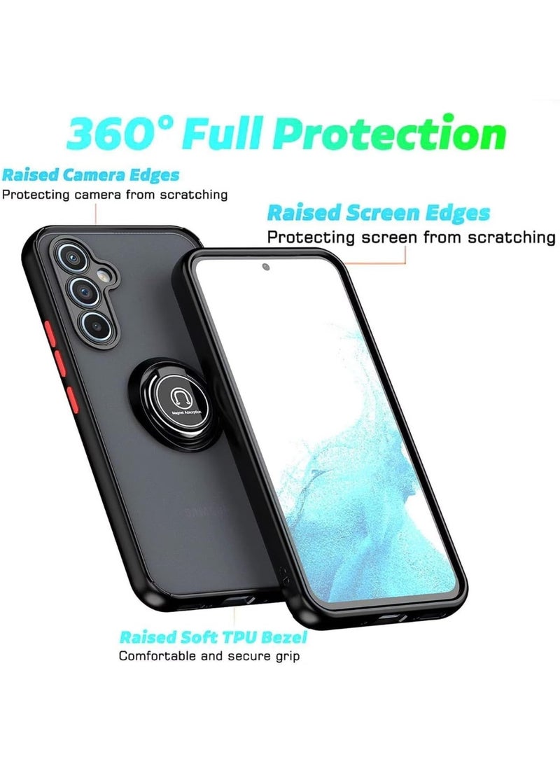Samsung Galaxy S25 Case Flexible Silicone Case Camera Protection Thin Translucent Shockproof Matte Back Cover with 360 rotational Magnetic Ring Holder For Samsung Galaxy S25 5G Black - Image 2