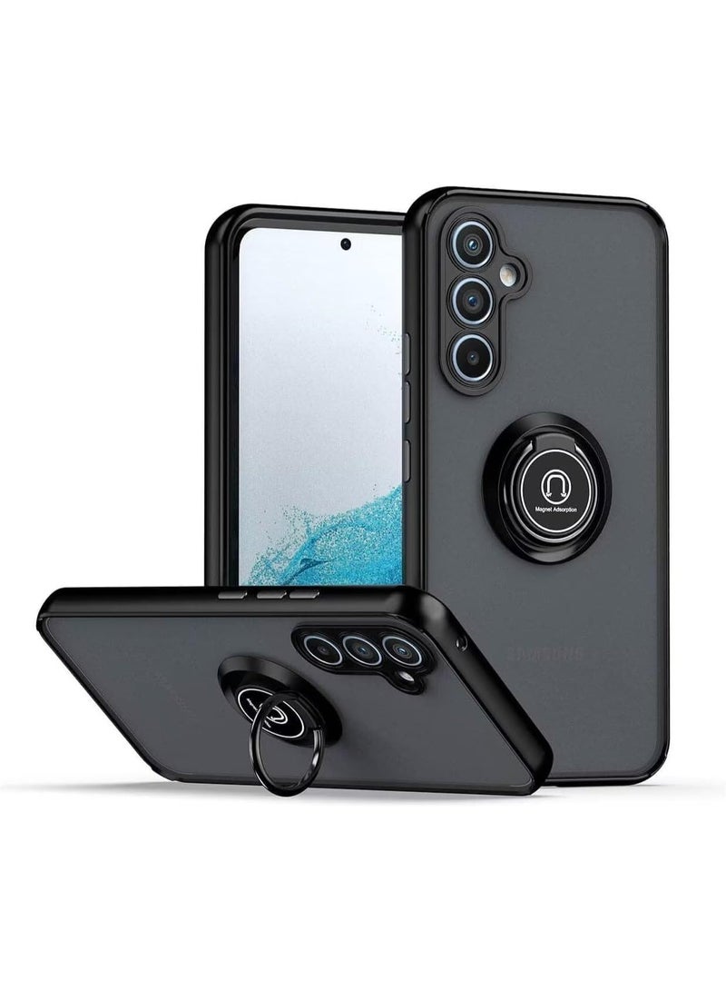 Samsung Galaxy S25 Case Flexible Silicone Case Camera Protection Thin Translucent Shockproof Matte Back Cover with 360 rotational Magnetic Ring Holder For Samsung Galaxy S25 5G Black - Image 1