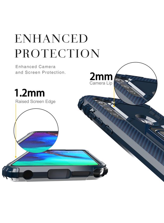 اس-توب جراب لهاتف Motorola Moto G Stylus مصنوع من ألياف الكربون ومزود بحلقة تثبيت دوارة 360 درجة - Image 3
