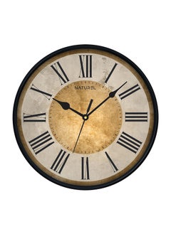 Naturel Naturel Classic Golden Theme Decorative Latest Wall Clock with Glass (Black Frame)  - Image 1