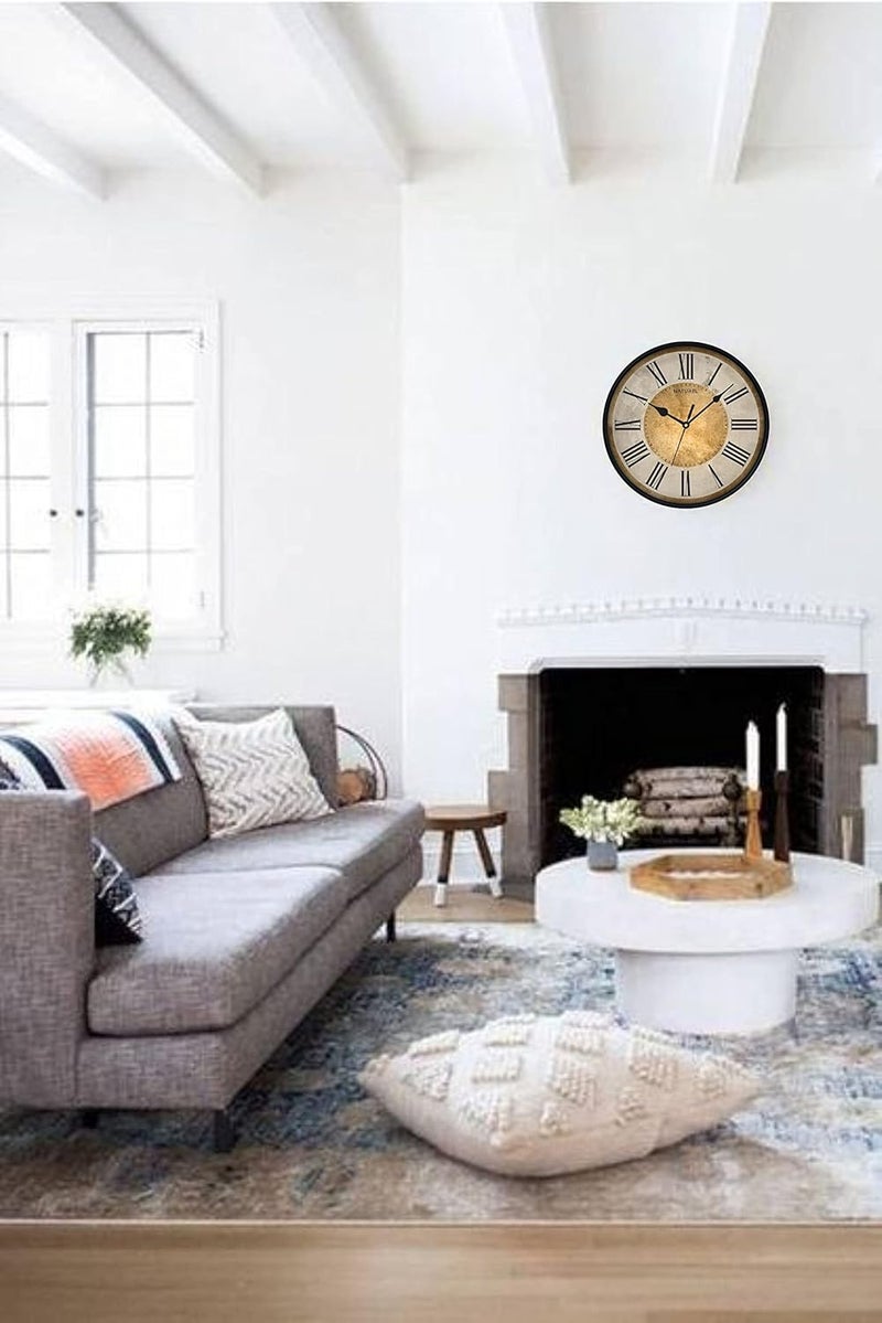 Naturel Classic Golden Theme Decorative Latest Wall Clock with Glass (Black Frame) - Image 4
