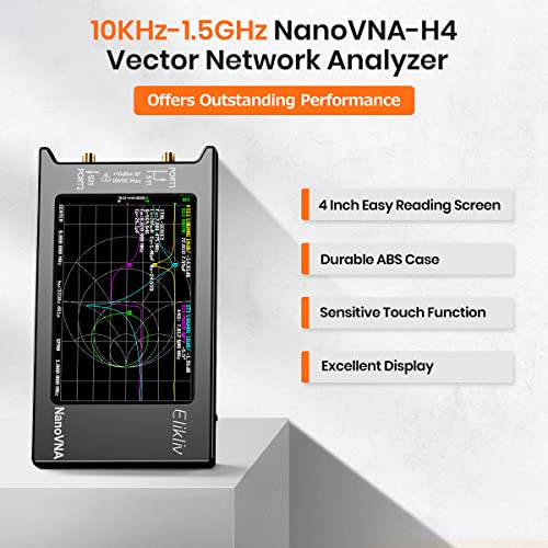 ELIKLIV Upgraded NanoVNA-H4 Vector Network Analyzer V4.3, Elikliv 10KHz-1.5GHz HF VHF UHF Antenna Analyzer Measuring S Parameters, Voltage Standing Wave Ratio, Phase, Delay, Smith Chart, 4" Screen - Image 4