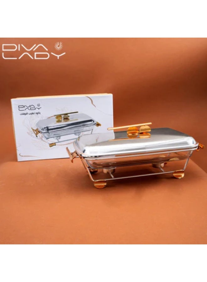 DIVA LADY ✨ Diva Lady Luxury Food Warmer with Pyrex Dish 2.5L – Sophisticated Design & Elegant Shine 🍽️💛 - Image 2