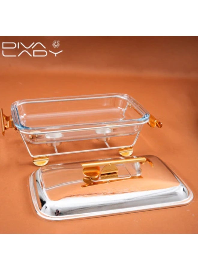 DIVA LADY ✨ Diva Lady Luxury Food Warmer with Pyrex Dish 2.5L – Sophisticated Design & Elegant Shine 🍽️💛 - Image 3