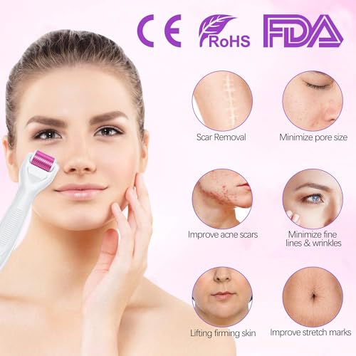 Bennort 6 in 1 Derma Roller 0.25/0.5/1/1.5 mm for Women And Men with Case For Face,Body,Scalp Hair & Beard Regrowth,Treats Acne,Scar, Stretchmarks Micro Needles Derma Roller,Silicone Face Brush and Disinfecting Tray - Image 4
