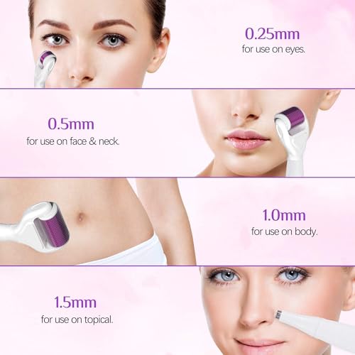 Bennort 6 in 1 Derma Roller 0.25/0.5/1/1.5 mm for Women And Men with Case For Face,Body,Scalp Hair & Beard Regrowth,Treats Acne,Scar, Stretchmarks Micro Needles Derma Roller,Silicone Face Brush and Disinfecting Tray - Image 3