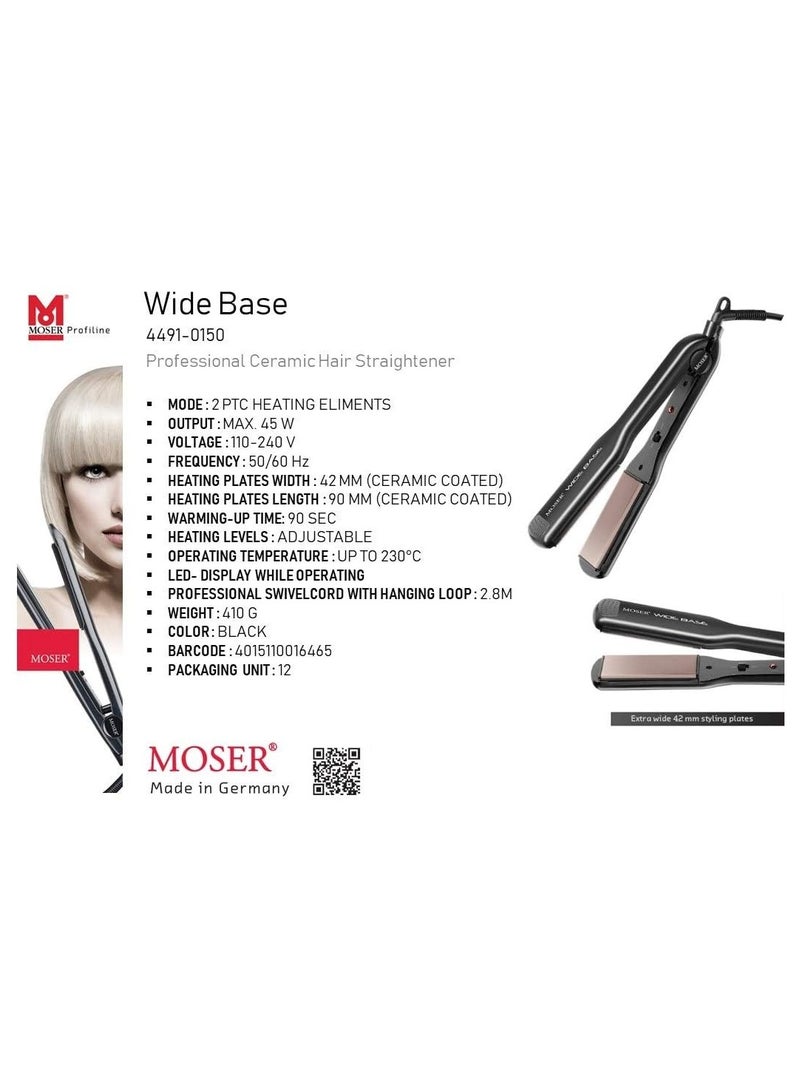 MOSER 4491-0150, Professional Ceramic-Tourmaline Hair Straightener (Pack of 1) Black - Image 2