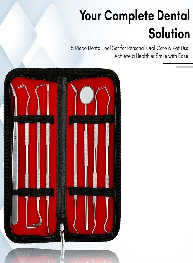 KIRA Dental Tools, Dental Pick Teeth Cleaning Tools, Dental Hygiene Kit, Plaque Remover for Teeth, Professional Stainless Steel Tooth Scraper Plaque Tartar Cleaner with Case & Pet Use - Image 2