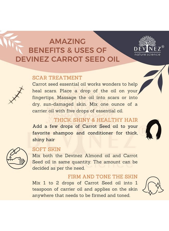 ديفينيز زيت بذور الجزر العطري، 10 مل (عبوة من قطعتين) نقي 100%، طبيعي وغير مخفف - ينعم التجاعيد، ويحارب الجذور الحرة، ويشد البشرة ويوحد لونها، ويعزز تجديد البشرة، ويحصل على شعر سميك ولامع وصحي. - Image 5