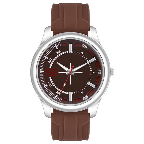 Acnos Minimalist Brown Dial Silicone Strap Analog Watch for Men, Boys & Unisex Adults - Image 1