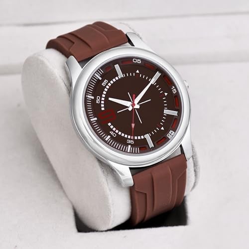 Acnos Minimalist Brown Dial Silicone Strap Analog Watch for Men, Boys & Unisex Adults - Image 2