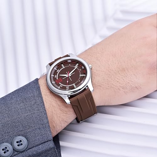 Acnos Minimalist Brown Dial Silicone Strap Analog Watch for Men, Boys & Unisex Adults - Image 5
