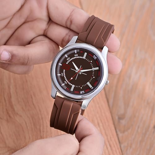 Acnos Minimalist Brown Dial Silicone Strap Analog Watch for Men, Boys & Unisex Adults - Image 4
