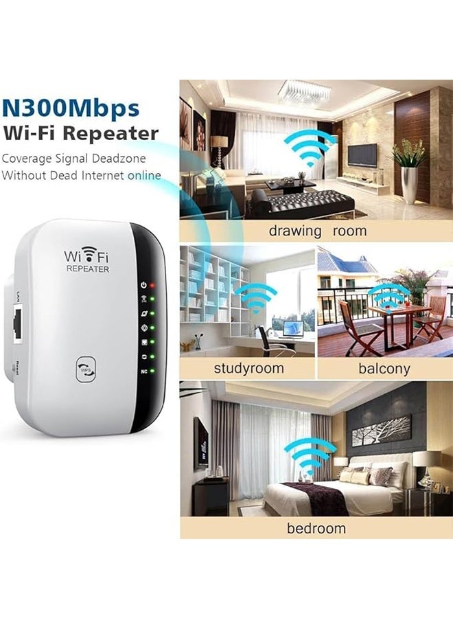 300m Wifi Repeater, Wi-Fi Range Extender, Long Range Repeater with Ethernet Port, Quick Setup, Home Wireless Repeater