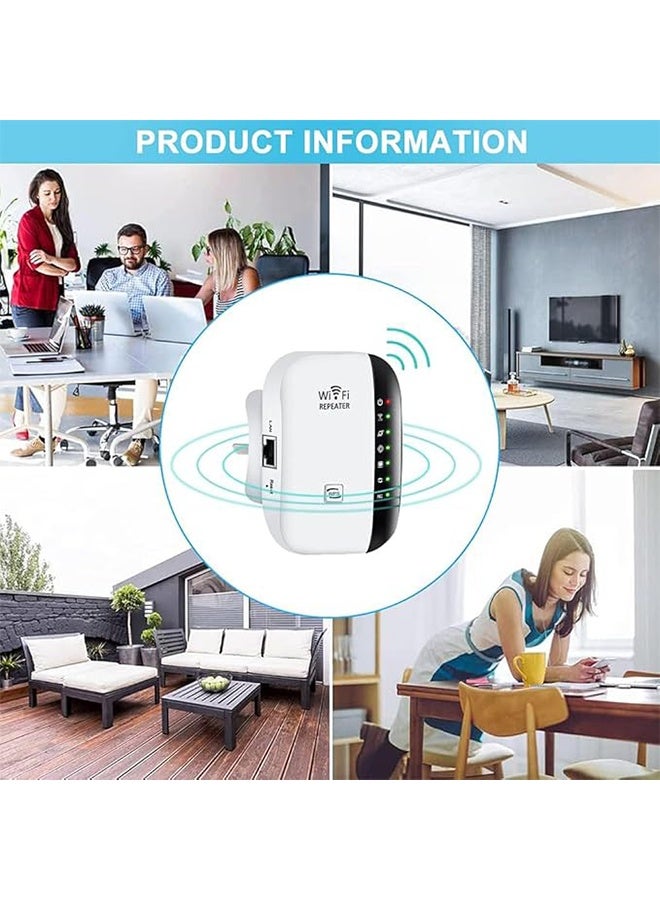 300m Wifi Repeater, Wi-Fi Range Extender, Long Range Repeater with Ethernet Port, Quick Setup, Home Wireless Repeater