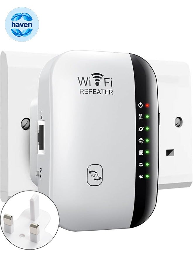 HAVEN 300m Wifi Repeater, Wi-Fi Range Extender, Long Range Repeater with Ethernet Port, Quick Setup, Home Wireless Repeater - Image 1