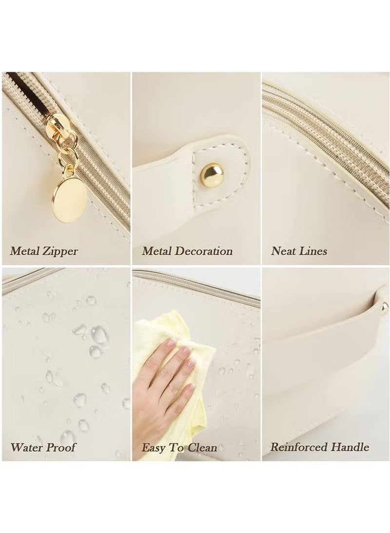 Double Layer Makeup Train Case, Waterproof Portable Leather Makeup Bag, Toiletry Bag for Makeup Brushes, Multifunctional Storage Makeup Bags for Women  - Image 2