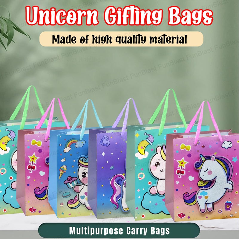 FunBlast Paper Bags for Gifts - Pack of 6 Pcs Paper Goodie Bags Small, Kraft Paper Bags with Handles for Birthday, Wedding, Party and Other Festivals - Random Color & Design - Image 4