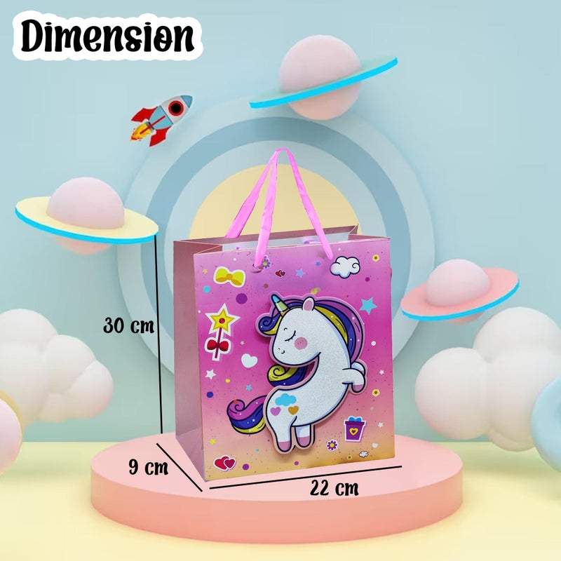 FunBlast Paper Bags for Gifts - Pack of 6 Pcs Paper Goodie Bags Small, Kraft Paper Bags with Handles for Birthday, Wedding, Party and Other Festivals - Random Color & Design - Image 2