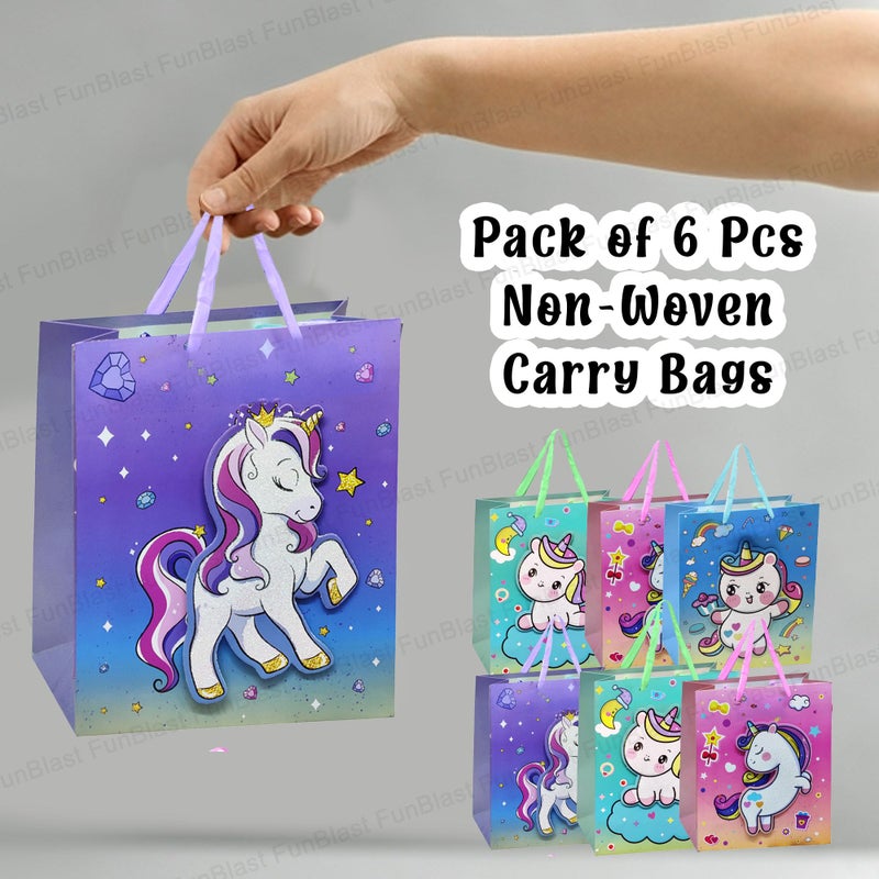 FunBlast Paper Bags for Gifts - Pack of 6 Pcs Paper Goodie Bags Small, Kraft Paper Bags with Handles for Birthday, Wedding, Party and Other Festivals - Random Color & Design - Image 5