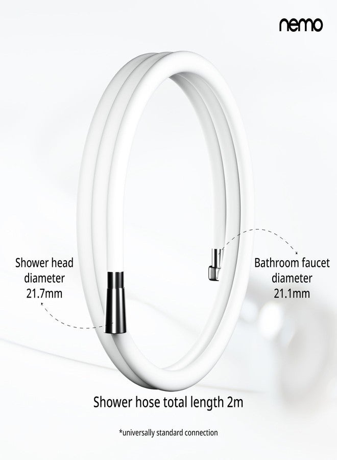 NEMO Shower Hose | Made in South Korea | 5 Layer Antibacterial PVC | 2 Meter | 360 degree rotating & Kink Free | Minimalist Korean White Metal Design - Image 4