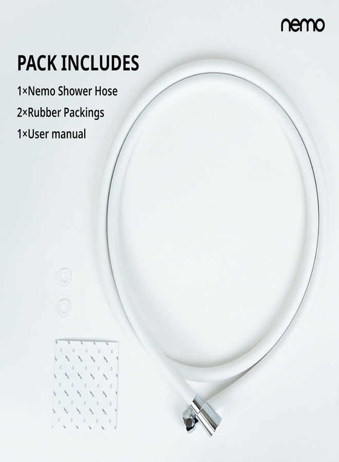 NEMO Shower Hose | Made in South Korea | 5 Layer Antibacterial PVC | 2 Meter | 360 degree rotating & Kink Free | Minimalist Korean White Metal Design - Image 5