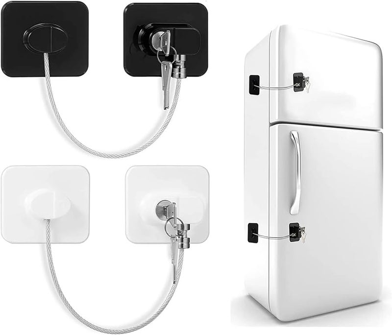 أثاث أمان الأطفال مراسي 4 قطع أقفال ثلاجة وخزانة مع مفاتيح قفل مفتاح أسود - Image 3