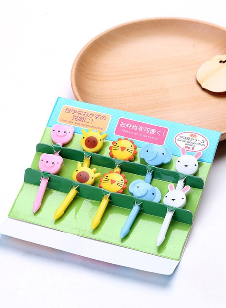10-Piece Mini Fruit Fork Multicolour