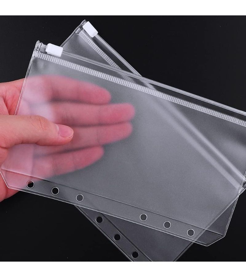 23 Pcs A6 Binder Pockets 6 Holes Zipper Cash Envelopes For Budgeting Clear PVC - Image 2