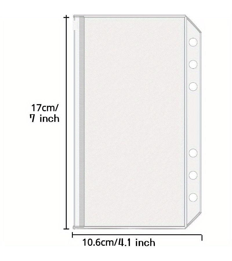 23 Pcs A6 Binder Pockets 6 Holes Zipper Cash Envelopes For Budgeting Clear PVC - Image 4