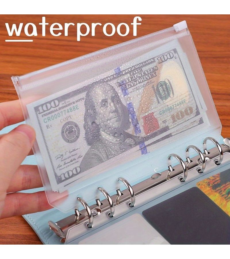 23 Pcs A6 Binder Pockets 6 Holes Zipper Cash Envelopes For Budgeting Clear PVC - Image 3