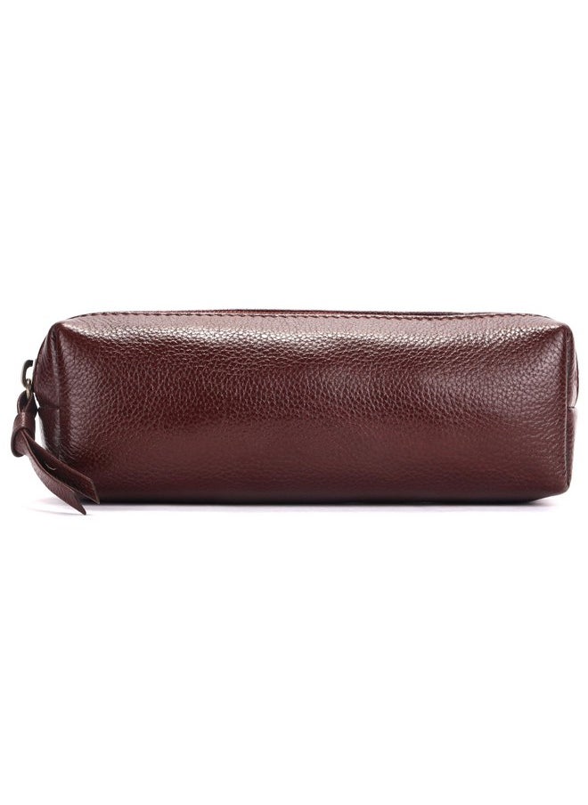 HAMMONDS FLYCATCHER - HAMMONDS FLYCATCHER Leather Utility Pouch - Multi-Use Genuine Leather Pencil Case, Cosmetic Pouch, Stationery, Coin Pouch, Makeup Brush Pouch for Women & Men - School & Office Organizer- Redwood Brown - Image 1