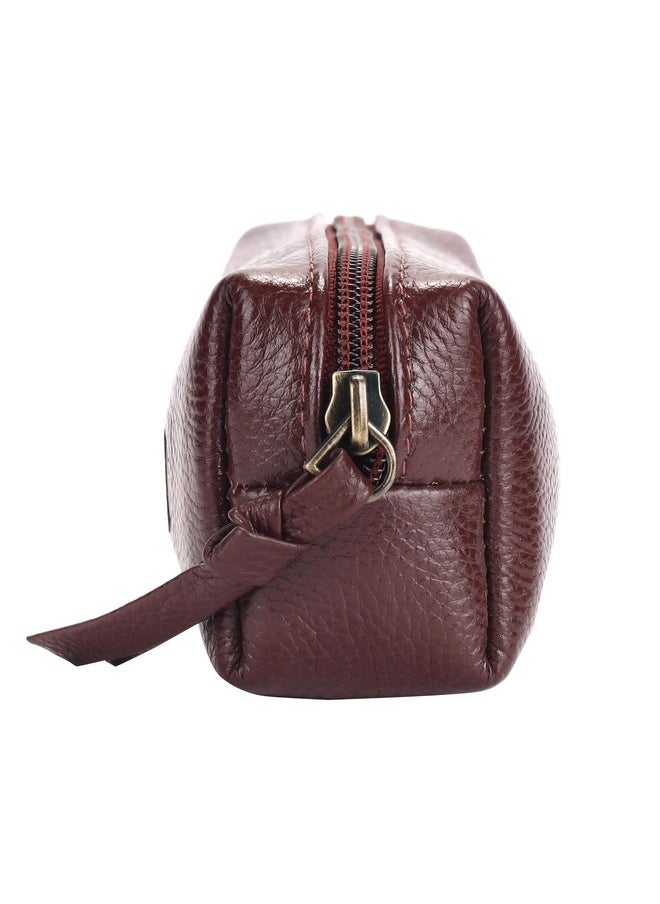HAMMONDS FLYCATCHER - HAMMONDS FLYCATCHER Leather Utility Pouch - Multi-Use Genuine Leather Pencil Case, Cosmetic Pouch, Stationery, Coin Pouch, Makeup Brush Pouch for Women & Men - School & Office Organizer- Redwood Brown - Image 1
