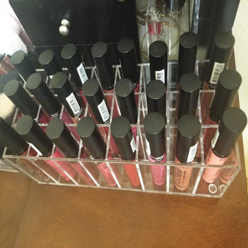 BBDOU Acrylic Lip Gloss Holder Organizer, Lipstick Holder, 24 Slots Makeup Lip Gloss Lipstick Brushes Storage Display Case - Image 5