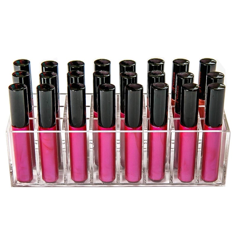 BBDOU Acrylic Lip Gloss Holder Organizer, Lipstick Holder, 24 Slots Makeup Lip Gloss Lipstick Brushes Storage Display Case - Image 2