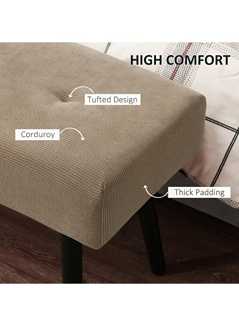 إي سمارت 120سم - مقعد عثماني بتصميم عصري مبطن من قماش مخملي مضلع - مقعد بنهاية السرير، مقعد تغيير الأحذية، مقعد لغرفة النوم والمعيشة ومدخل المنزل والردهة، بني - Image 4