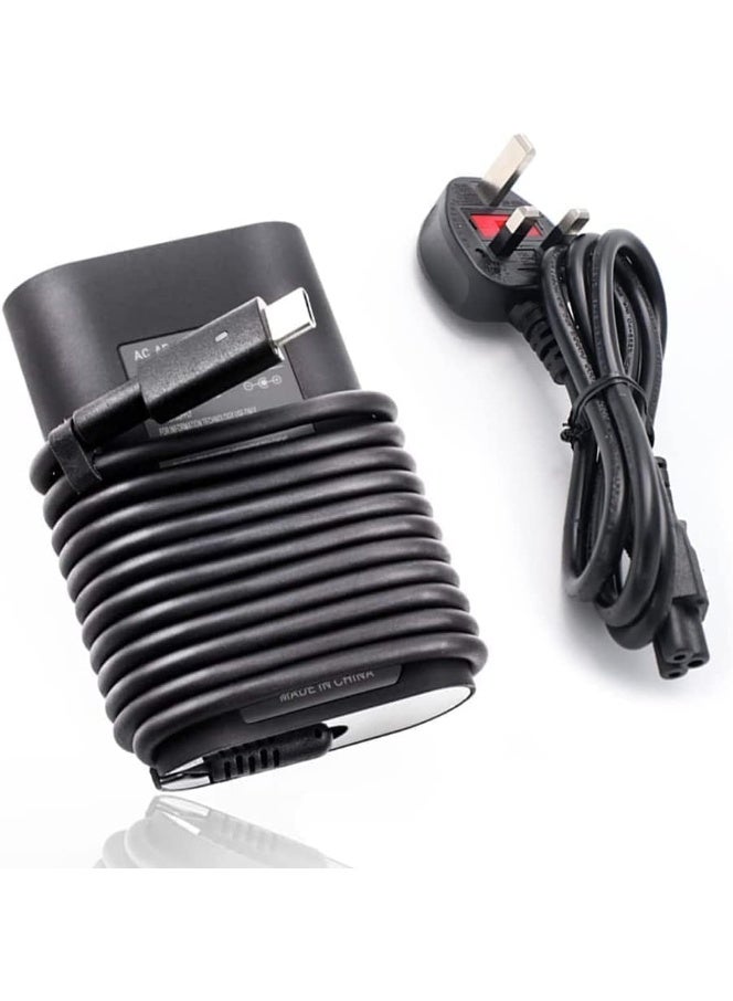 Terabyte New Replace 45W Type-C Charger Adapter Compatible with Dell XPS 13 9365 9370 7390 9380, Latitude 7389 7390 7275 7370 7390-2in1, VENUE 8 PRO 5855, 492-BBUU, LA45NM150, HDCY5+UK Power Cord - Image 1