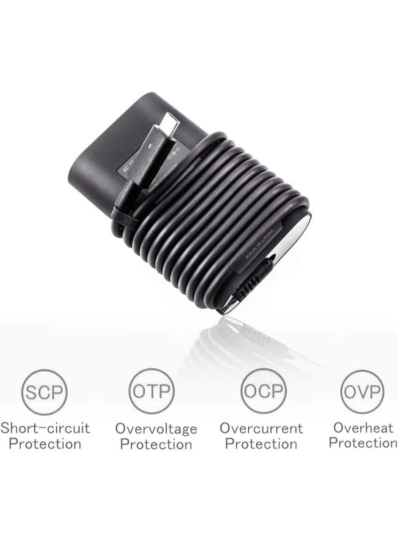 Terabyte New Replace 45W Type-C Charger Adapter Compatible with Dell XPS 13 9365 9370 7390 9380, Latitude 7389 7390 7275 7370 7390-2in1, VENUE 8 PRO 5855, 492-BBUU, LA45NM150, HDCY5+UK Power Cord - Image 2