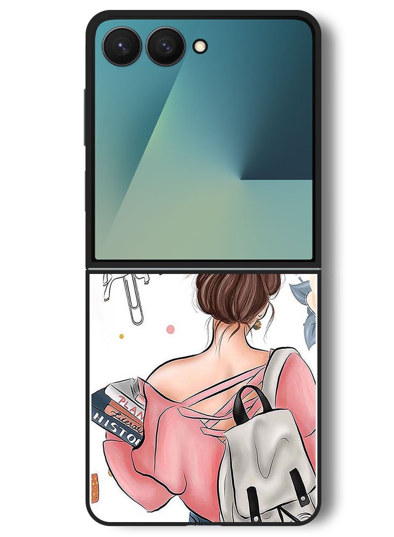 Theodor Case Compatible with Samsung Galaxy Z Flip 7 - 6.9 Inch Protection Shockproof Bumper Cover School Girl - Image 1