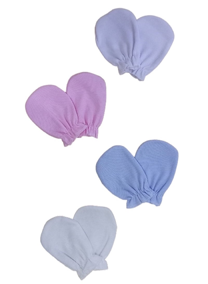 4 Pairs Anti Scratch Baby Gloves Cotton Safe and Gentle on Your Baby's Skin, Baby Gloves for 0-6 Months  - Image 1