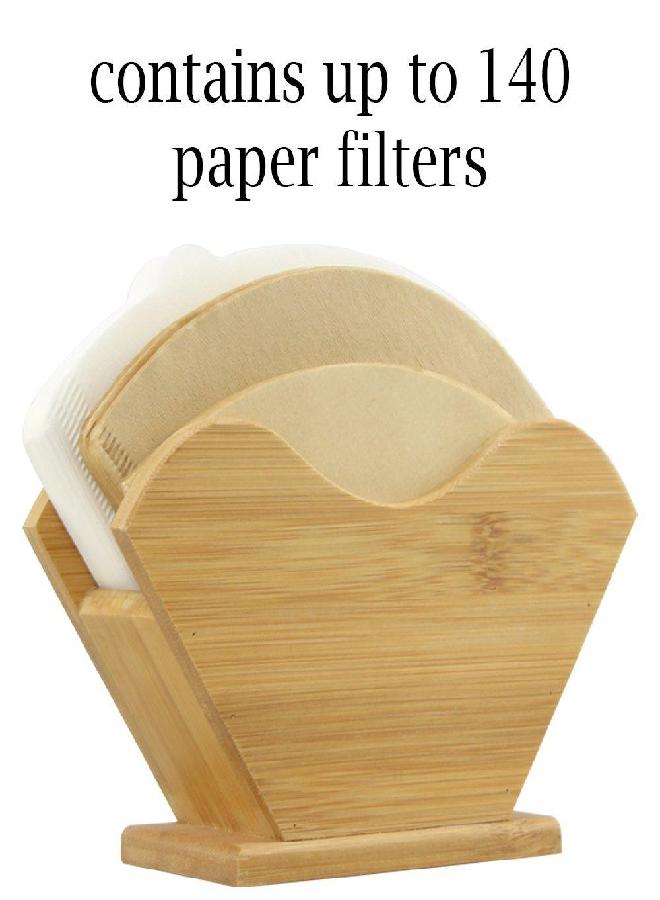 Unibene Bamboo Coffee Filter Holder, Renewable Stand Container Dispenser Rack Shelf for Square Cone-shaped and Flat-bottomed Pour Over Paper Filters - Image 3