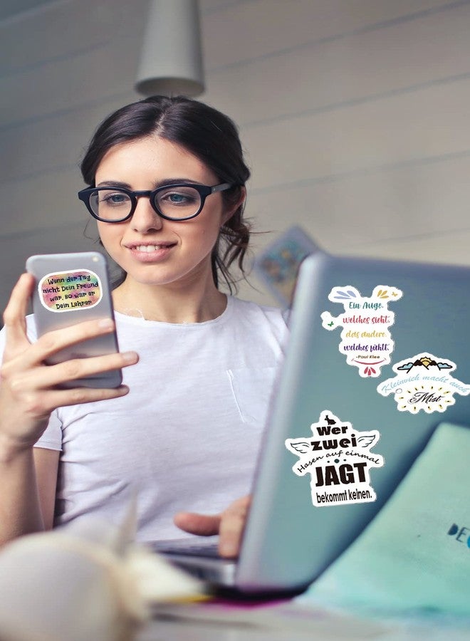 1step2dream ملصقات ألمانية ملهمة للمراهقين والبالغين والأطفال والمعلمين | ملصقات اقتباسات باللغة الألمانية | ملصقات إيجابية للمخططات، ودفاتر اليوميات، وزجاجات المياه، وأجهزة الكمبيوتر المحمولة | 52 قطعة - Image 2