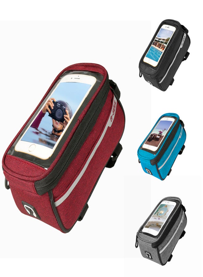 B-SOUL MTB Bicycle Top Tube Phone Bag for 6" Screen Size Bike Front Frame Bag with Headphone Hole - Image 2