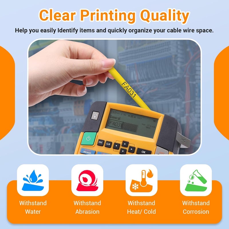 AONOMI Compatible Labels Tape Replacement for DYMO 18052 Heat Shrink Tube Compatible with DYMO Industrial Rhino 5200, 4200, 5000, 6000 Label Maker (1/4", Black on Yellow), 3-Pack - Image 3