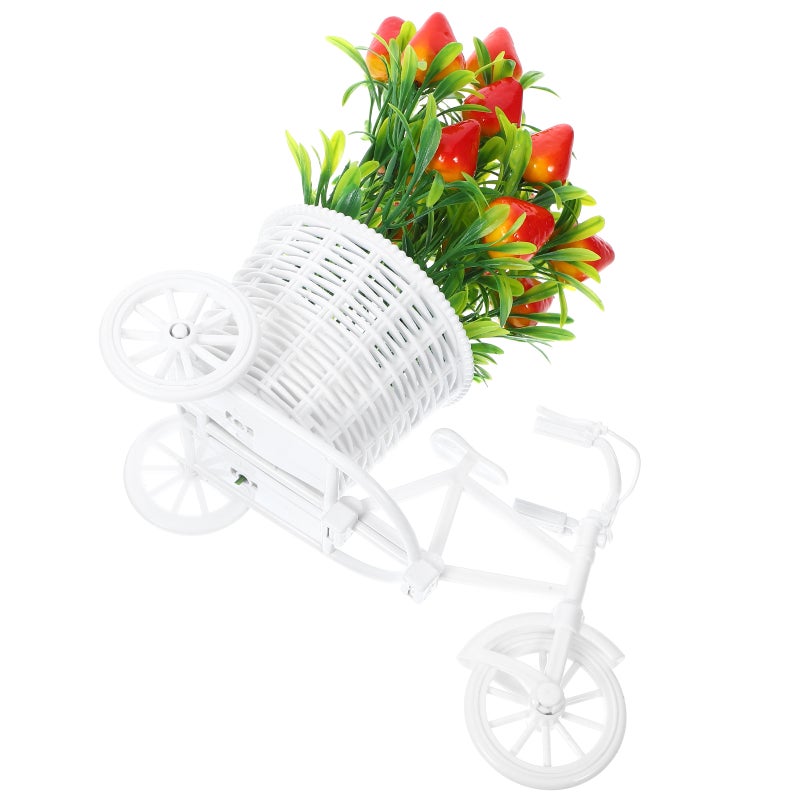 1 Set of Artificial Flower with Bike Basket Simulated Strawberry Flower Decoration Artificial Flower - Image 1
